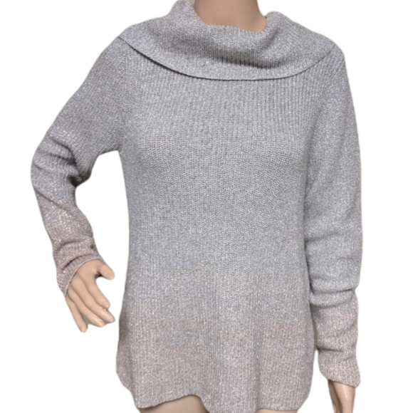 Shimmery grey ombre cowl neck sweater, M-L - Picture 2 of 5